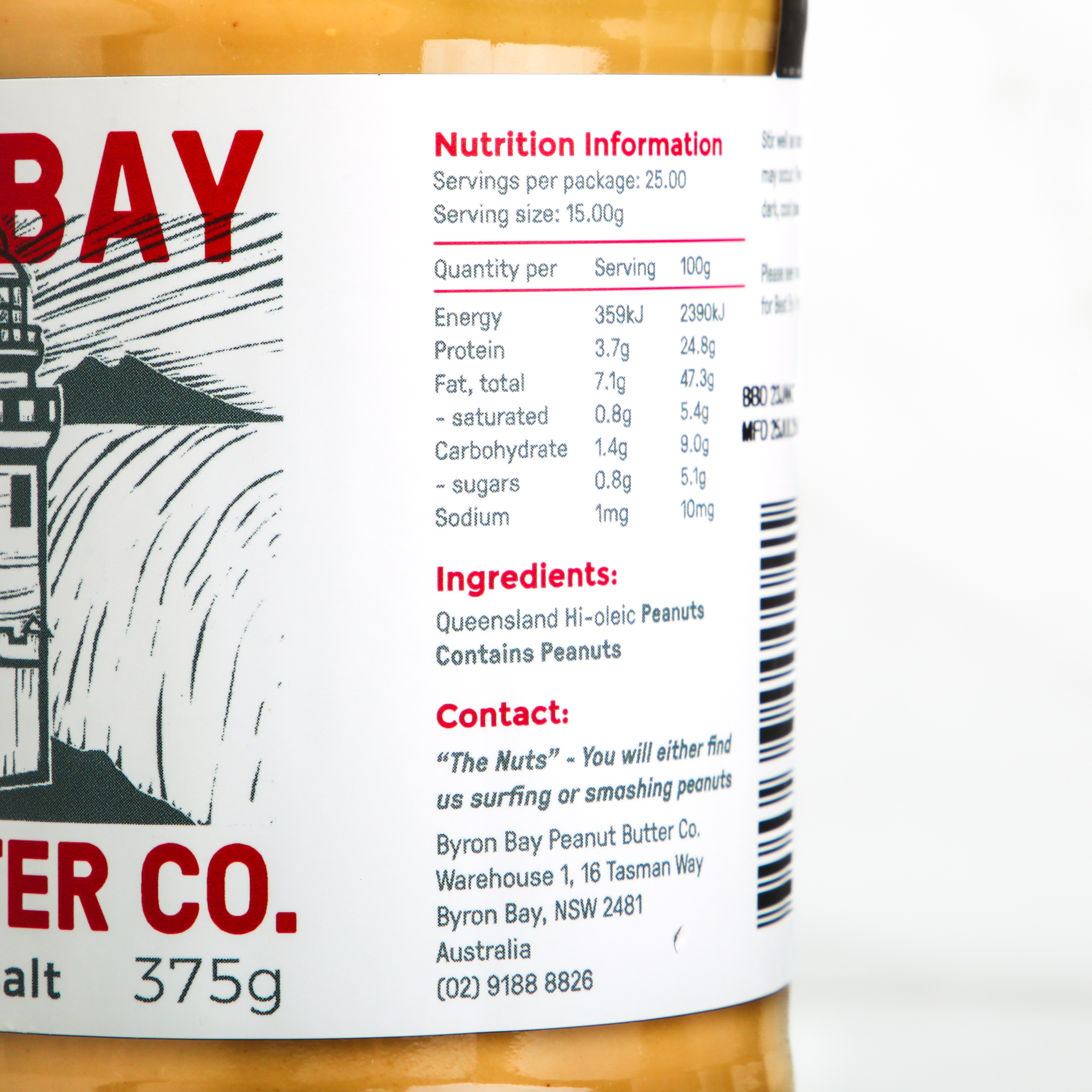 Smooth Unsalted Peanut Butter - Byron Bay Peanut Butter Co